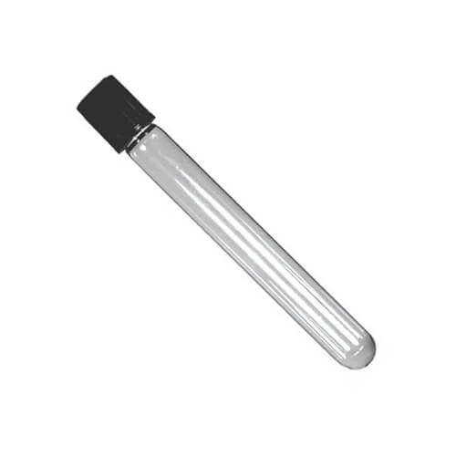 Pyrex Test Tube with Black Cap 4 Inch Clear Glass Tube