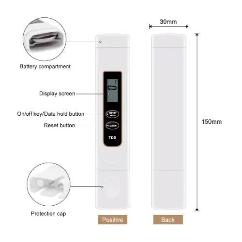 TDS-5 TDS Meter Water Purity Tester Pen for Pools, Aquariums, Biofloc, Drinking Water - Image 2